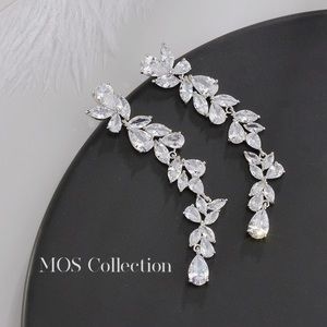 Statement pendant floral earrings 925 silver